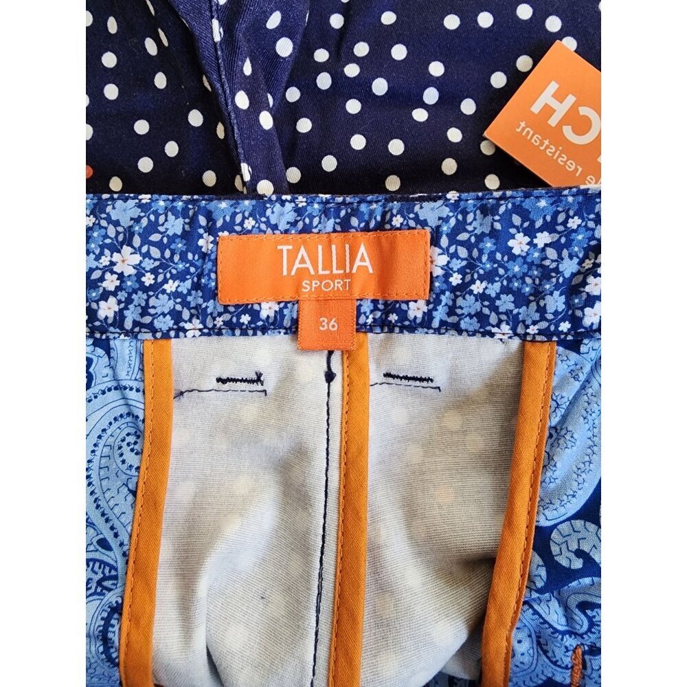 Tallia Sport Men's Modern Fit Stretch Dot Shorts Navy Wrinkle Resistant Sz 36 - Picture 3 of 5